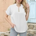 thumbnail image 3 of UAMVSH Plus Size Tops for Women Short Sleeve Tunic Shirts Textured Casual Button V Neck Oversized T-Shirt Summer Clothes, 3 of 6