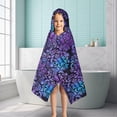 thumbnail image 6 of Purple and Blue Damask Pattern Hooded Bath Towel，50"x30" for Ages 3 To 12 Kids, Quick Dry Lightweight Soft Microfiber Hood Beach Towel Cover Up for Kids, 6 of 7