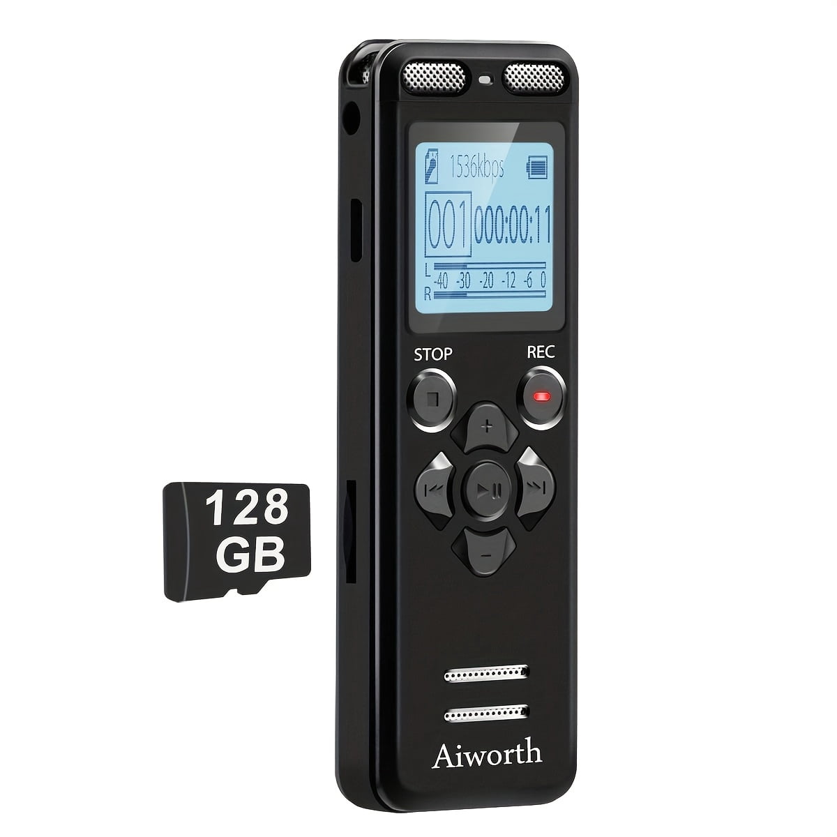 72GB Digital Voice Recorder, Voice-Activated for Lectures and Meetings - Aiworth 9860Hr Audio Recorder with Playback, MP3 Player, Password Protection, Speed Variation
