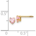 thumbnail image 4 of 14K Yellow Gold Madi K 4mm Pink Cz Heart Earrings (4 X 4) Made In United States gk144, 4 of 5