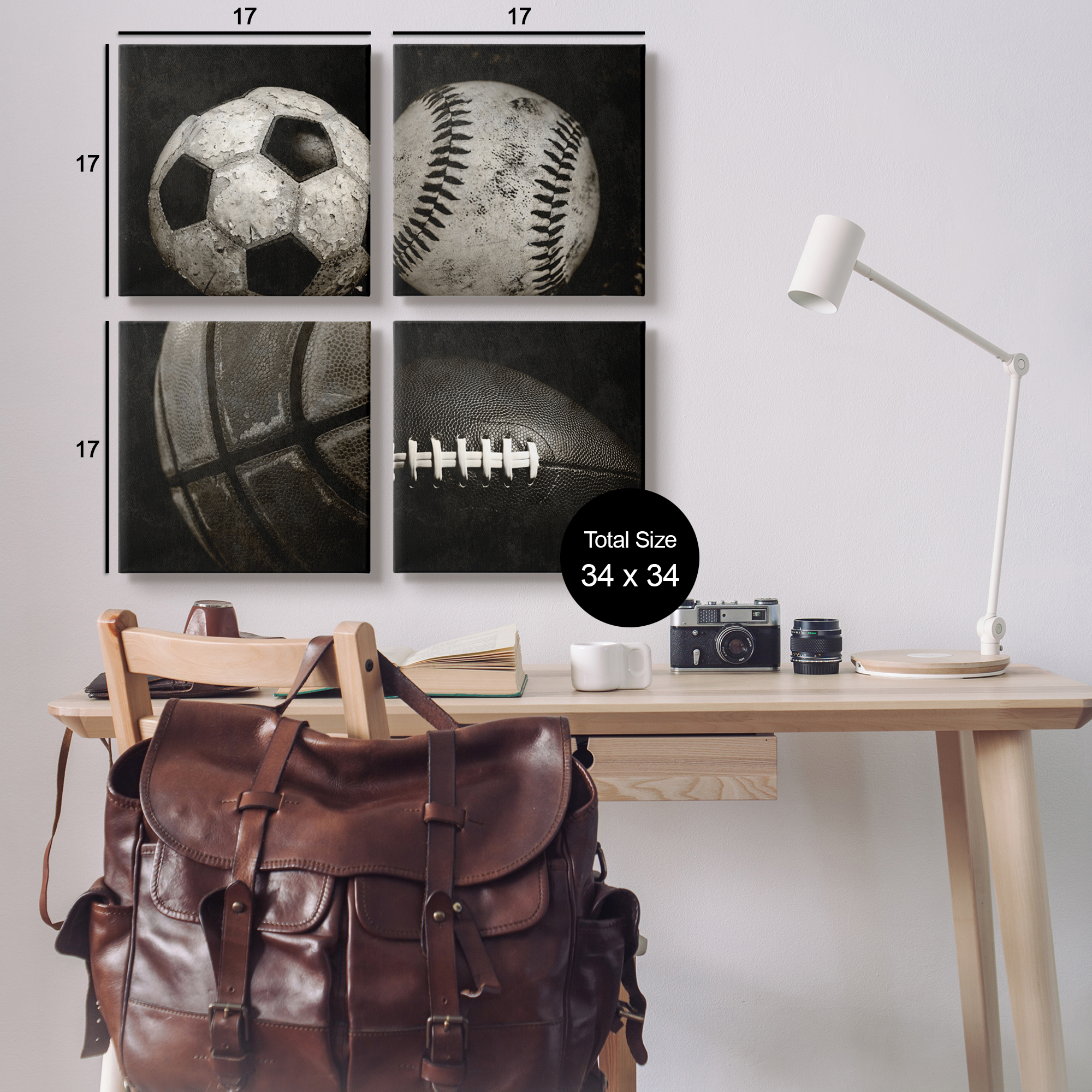 Stupell Industries Sports Balls Photography Sports Photography Gallery Wrapped Canvas Art Print Wall Art, 17 x 17, Set of 4