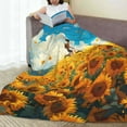 thumbnail image 6 of Bingfone Clear Sky Sunflower Print Flannel Fleece Blanket Throw Blanket for Bed,Sofa,Couch,Travel,Camping(60"x50" ), 6 of 8