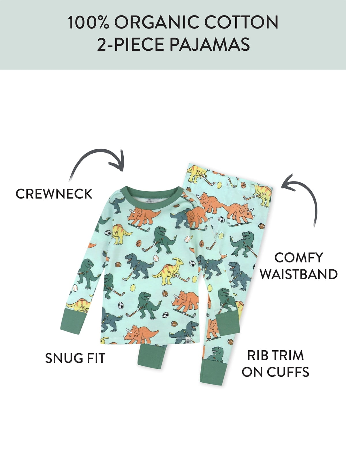 Honest Baby Clothing Organic Cotton Boy/Girl 2-Piece Long Sleeve Pajama Set, 18M to 5T
