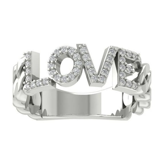 ARAIYA FINE JEWELRY 10K White Gold Round Diamond Band Ring (1/5 cttw, I2-I3 Clarity, I-J Color) Size 5