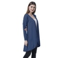 thumbnail image 3 of Moomaya Cardigan Long en Coton à Manches Longues Hi-Lo pour Femmes, 3 of 7