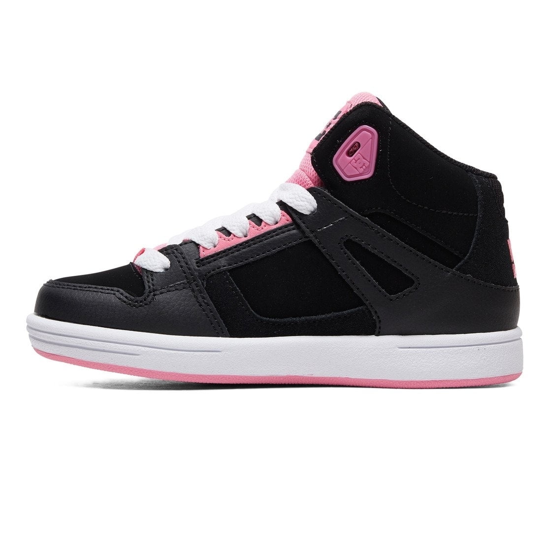black and pink high tops