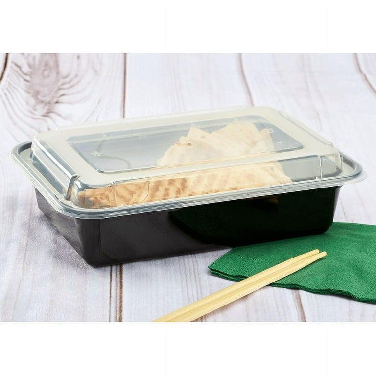 *BULK* 38oz Black Rectangular Microwavable MealPrep Containers With Clear  Lids