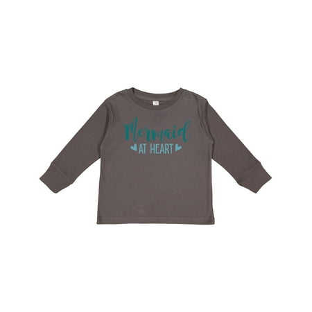 

Inktastic Mermaid at Heart Mermaid Hearts Typography Gift Toddler Toddler Girl Long Sleeve T-Shirt