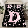 thumbnail image 2 of Feelyou Girly Pink Bow Bed Sheets, Monogrammed D King Sheets, Initial A to Z Letter Sheet Set, Microfiber Bedroom Decorative, 4pcs, 2 of 7