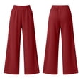 thumbnail image 4 of LEAVINGSUO Wide Leg Pants for Women Solid High Waist Elastic Sweatpants Casual Loose Flowy Workout Pants With Pocket Wine XXL, 4 of 8
