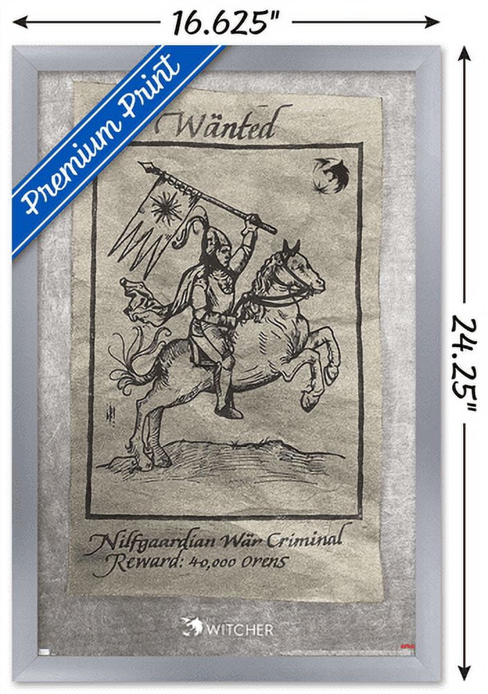 Netflix The Witcher Season 2 - Wanted War Criminal Wall Poster, 14.725" x 22.375", Framed