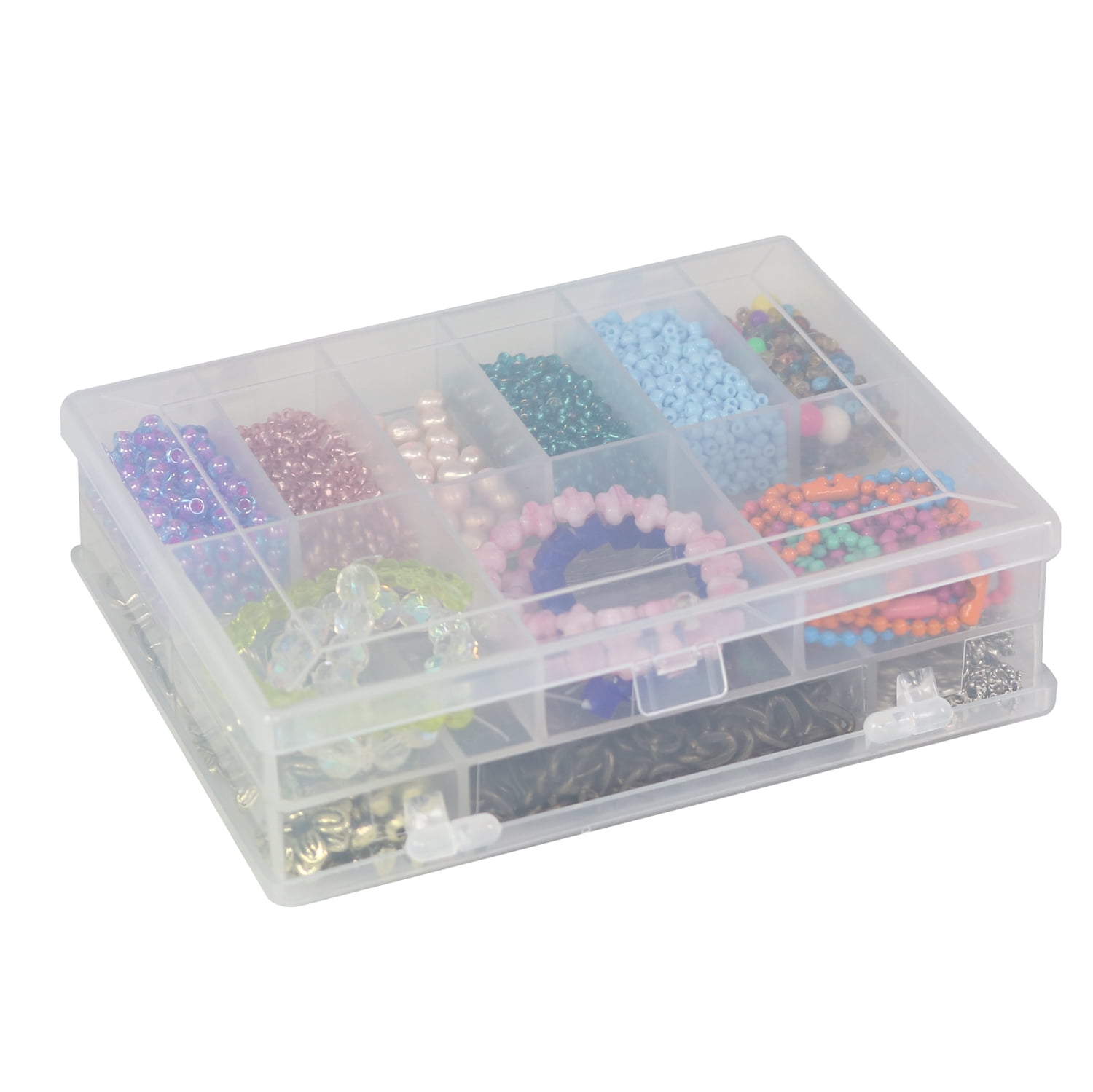 Everything Mary 10 Compartment Plastic Bead Storage Box, Teal