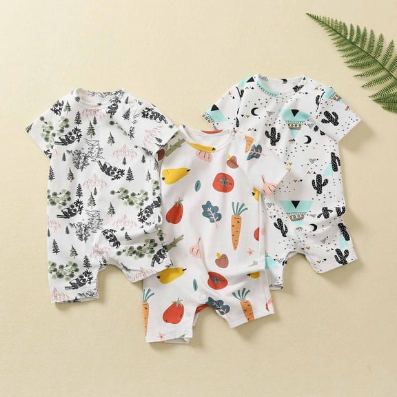 Avtoify Toddler Rompers, Toddler Toddler Girls Boys Short Sleeve Solid Color T-Shirt Jumpsuit Romper