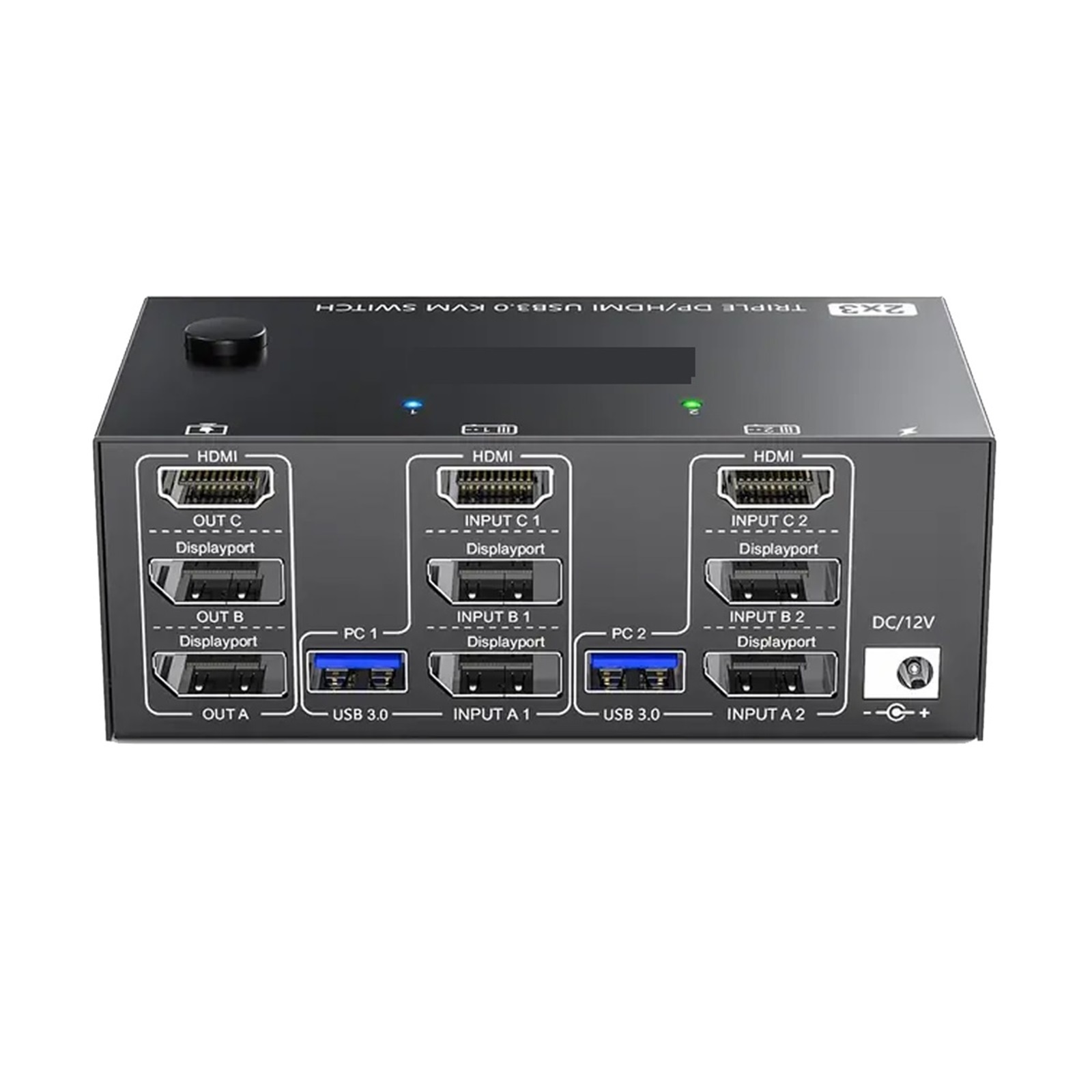 USB 3.0 KVM Switcher 2 Input 3 Output 3 Monitors 2 Computers Switch Support 8K@30Hz 4K@144Hz USB 3.0 Displayport For 2 PC Share