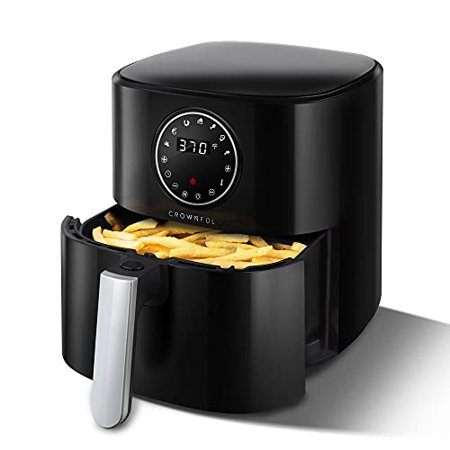 CROWNFUL 5 Quart Air Fryer, Electric Hot Oven Oilless Cooker,LCD Digital Touch Screen with 7 Cooking Presets and 53 Recipes, Nonstick Basket,1500W ETL Listed (Black)