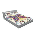 thumbnail image 2 of Ambesonne Ethnic Fitted Sheet & Pillow Sham Set, Spring Flowers Butterfly, Queen, Multicolor, 2 of 2