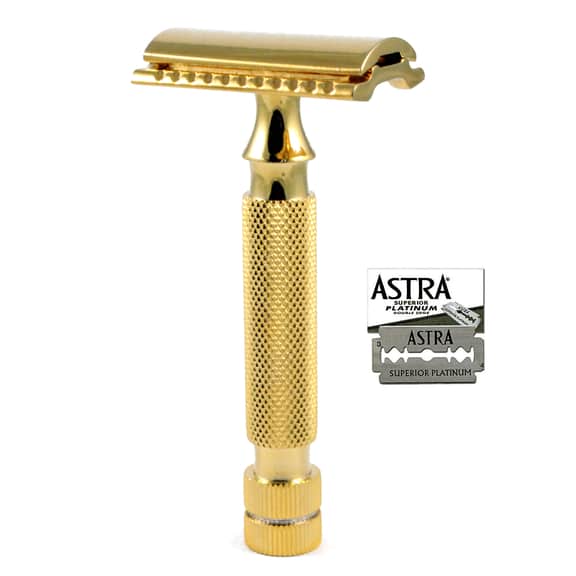 Stainless Steel 3.5" Long Safety Razor for Men - Double Edge Razor (24K Gold)