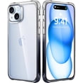 thumbnail image 2 of Mkeke Funda transparente para iPhone 15, [no amarillenta] [Protección contra caídas de grado militar] Funda para teléfono Apple iPhone 15 con parachoques a prueba de golpes 2023 - Negro transparente, 2 of 4