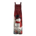 thumbnail image 6 of Women's Christmas Print Wide-Leg Strapless Tank Jumpsuit, Casual Style with Pockets, Black, Size L, 6 of 6