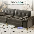 thumbnail image 6 of 104.7 " Modern 4-Seat Cloud Sofa with Wide Removable Armrests, Tufted Sofa with Metal Legs, Comfy Chenille Upholstered Couch with 2 Pillows for Living Room,Bedroom,Apartment, Office,Studio, Dark Gery, 6 of 9
