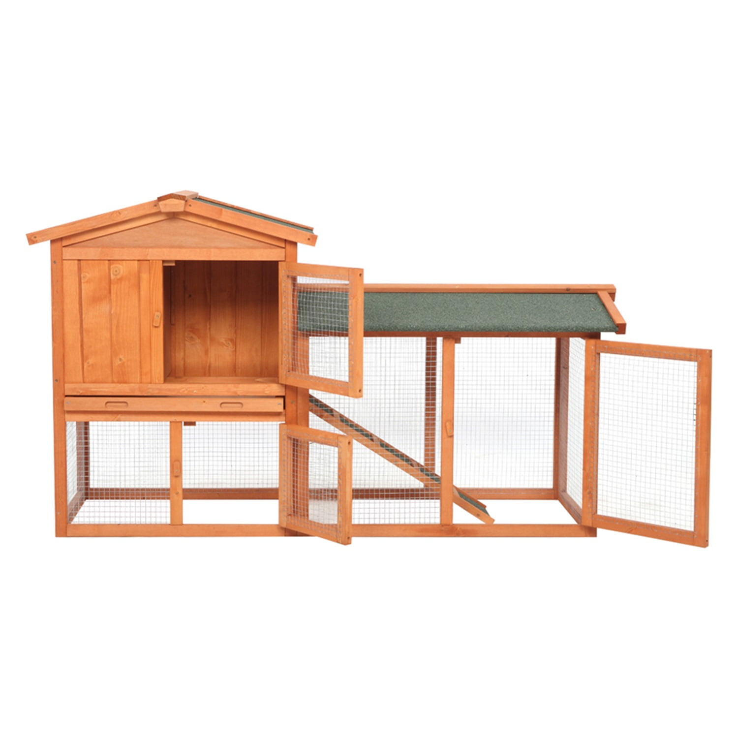 Pefilos 57" Wooden Rabbit Hutch Indoor and Outdoor Pet Bunny Cage, Bunny House a Waterproof Roof Chicken Coop, Orange Pefilos 57" Wooden Rabbit Hutch Indoor and Outdoor Pet Bunny Cage, Bunny House a Waterproof Roof Chicken Coop, Orange
