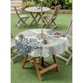thumbnail image 3 of Outdoor Tablecloth with Umbrella Hole & Zipper, Sage Green Coastal Round Tablecloth 60 Inch, Summer Coral Beach Nautical Patio Table Cover Waterproof Table Cloth for Picnic/Party, 3 of 7