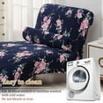 thumbnail image 6 of Dznils Printed Armless Chaise Lounge Slipcover Stretch Polyester Furniture Chair Cover, Navy, 6 of 11