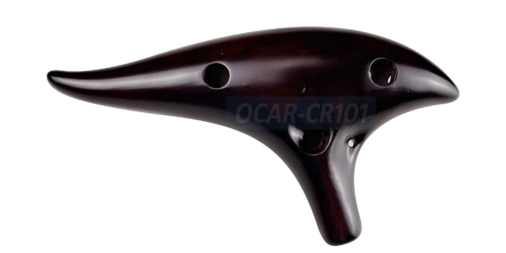 Premium Fine-Crafted Ceramic 12-Hole Alto C Ocarina Flute Black
