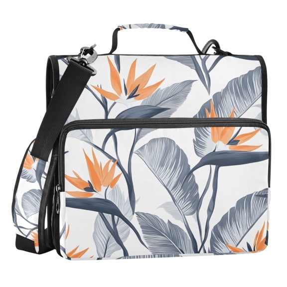 ALAZA Zipper Binder Watercolor Leaves 3 Ring Trapper Keeper File Folder Organizer Bag