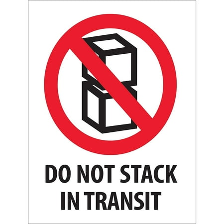 UPC: 0848109011998 | Tape Logic DL2150 3 x 4 in. – Do Not Stack in Transit Labels Red White & Black – Roll of 500