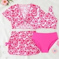 thumbnail image 2 of REDARER Girls Swimwear 4 Piece Set Cute Comfortable Bikini with Cover Up Skirt High Elasticity Summer Beach Outfit,Girls Swimsuit,6-7 Years, 2 of 7