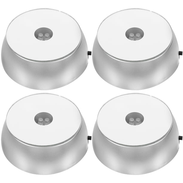 EeaseMX 4pcs Moda LED Cristales Base de exhibición Soporte de luz colorido Soporte de exhibición de arte de vidrio sin batería
