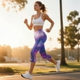 thumbnail image 3 of SCRAWLGOD Mermaid Scales Starry Sky Women's Capri Yoga Pants with Pockets Tummy Control Capri Yoga Leggings Lightweight Squat Proof High Waisted Legging for Workout Cycling, XXL, 3 of 7