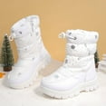 thumbnail image 4 of Cethrio Big Girls Snow Boots, Mid Calf Non-slip Warm Skiing Winter Shoes White Size 2(Big Kids), 4 of 4