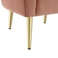 thumbnail image 6 of Edzard Blush/Gold Velvet Accent Chair - Upholstered Barrel Chair, Channel Tufted Back and Rolled Arm, Tapered Mirrorred Lacquer Finish Legs, 6 of 10