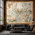 thumbnail image 6 of 3D Butterfly and Lotus Carvings on Aged Plaster in Earth Tones, Calming Boho for Nature Lovers, Sculptural Wall Art Decor, Housewarming Gift Tapestry Wall Hanging for Living Room and Bedroom, 6 of 7