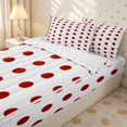 thumbnail image 3 of Erosebridal Classic Scarlet Dot Tile Zipper Queen Comforter Set with Fitted Sheet and 2 Pillowcases,Oversized Red Circle Grid Zipper Bedding Set,Burgundy White,4 Pieces,Reversible, 3 of 6