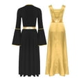 thumbnail image 2 of Kaerm Tunique de Danse pour Femmes, Robe de Culte d'Église, Robe Maxi à Manches Longues, Jaune&Noir P, 2 of 7