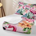 thumbnail image 4 of jejeloiu Soft Flamingo Flowers Twin Quilt Set Kids,Tropical Botanical Leaves Twin Coverlet Set For Girls,2 Pieces, 4 of 7
