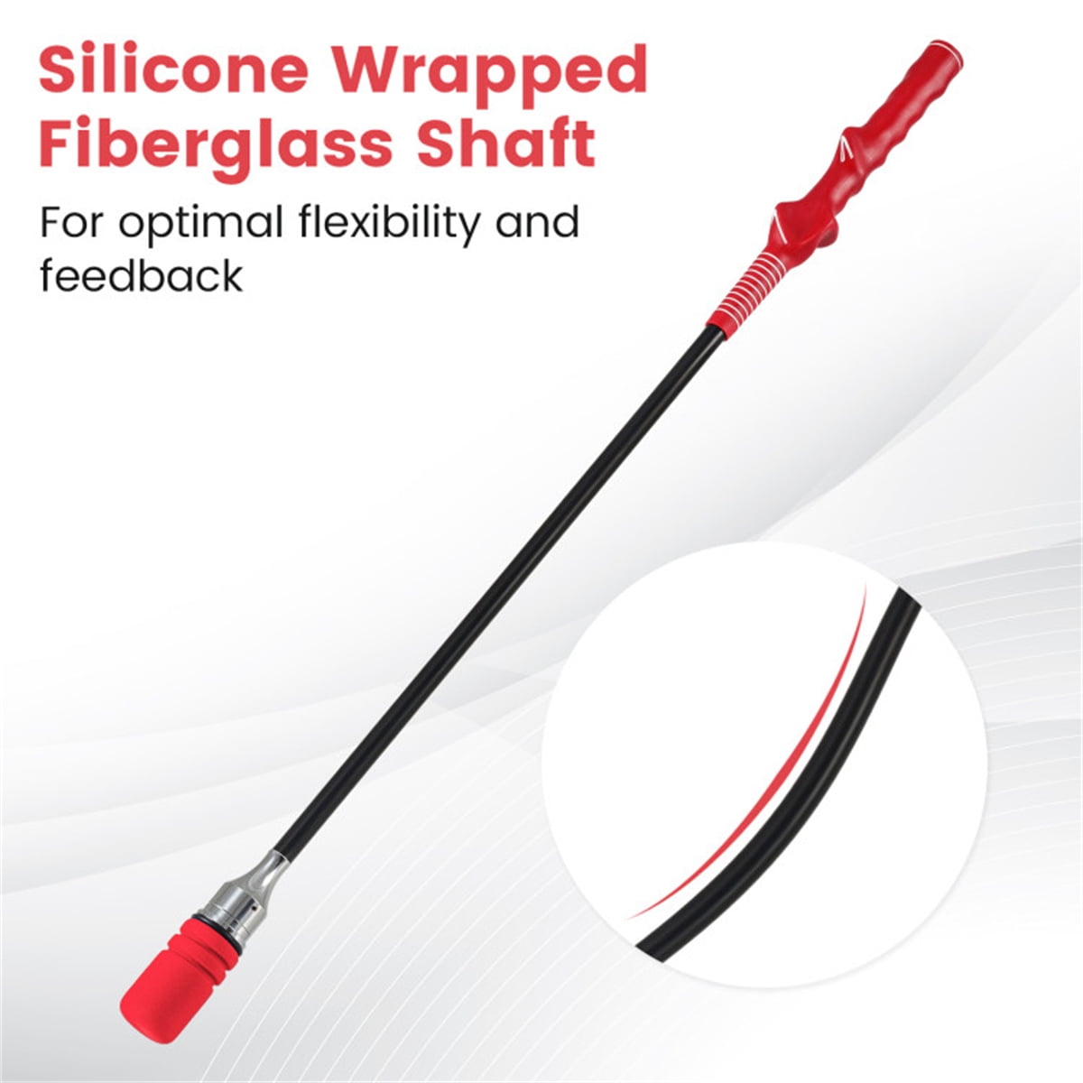 Red Portable Fiberglass Golf Swing Stick Sound Feedback Golf Warm-Up Tool for Beginners Pros Improve Grip Shot Accuracy