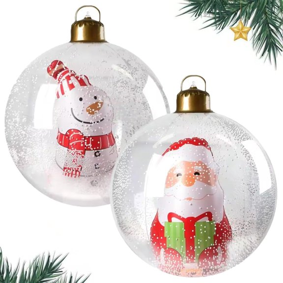 Hbtdoern 23.6 Inches Giant Inflatable Christmas Balls, LED Light-Up Blow Up Ornaments, Extra Large PVC Outdoor Xmas Yard Garden Holiday Decorations