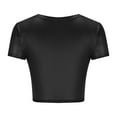 thumbnail image 6 of JIUKE Going out Tops for Women Short Sleeve Shirts Crewneck Crop Tops Stretchy Slim Fitted Basic Tees Size XXL, 6 of 7