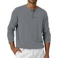 thumbnail image 2 of Inglocry Mens Long Sleeve Henley Shirts Stretch Casual 3 Button Tee Baisc Plain Soft Basic Tops For Men Gray M, 2 of 5