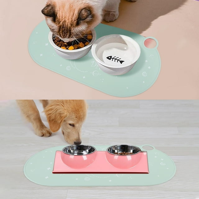 VONKY Silicone Pet Bowl Mat Tear-resistant Non-deformable Non-toxic Dogs Silicone Bowl Mat Bowl Mat 1Set