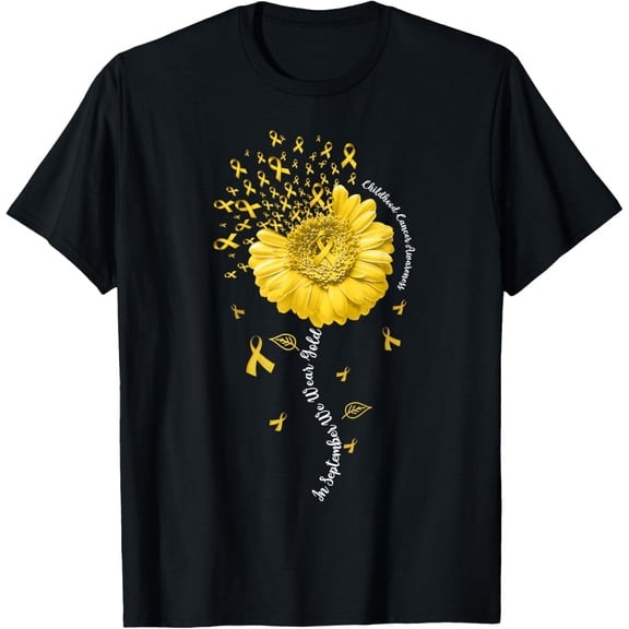 t-shirt Childhood Cancer Awareness Shirts In September We Wear Gold T-Shirt mens,black,women,funny,journey,Crew Neck, Short Sleeve,custom clothing patterns.gift