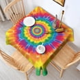 thumbnail image 2 of Yellow Tie Dye Spiral Pattern Square Tablecloth,Waterproof Square Table Cover,Wipeable Spillproof Washable Table Cover for Home Kitchen Party Decor 52"x52"(132x132cm), 2 of 6