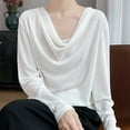 thumbnail image 5 of Craaazy Women's Casual Solid Color Long-Sleeved Cozy Satin Shirts Gifts, 5 of 5