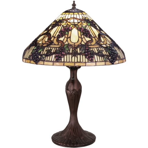 Meyda Tiffany 181599 One Light Table Lamp from Marquee Collection 16.00 inches, Mahogany Bronze