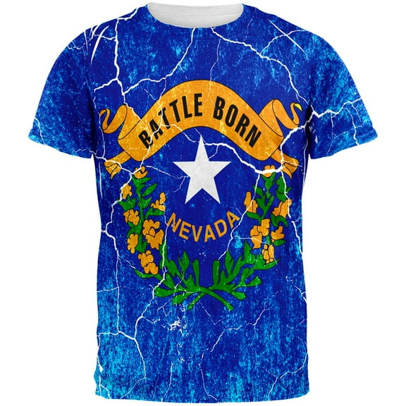 Nevada Vintage Distressed State Flag All Over Mens T Shirt Multi MD