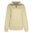 thumbnail image 6 of Rovga Women Sweatshirts Quarter Zip Lightweight Pullover Sweatshirts Solid Color Long Sleeve Casual Tops Female Clothing, 6 of 6